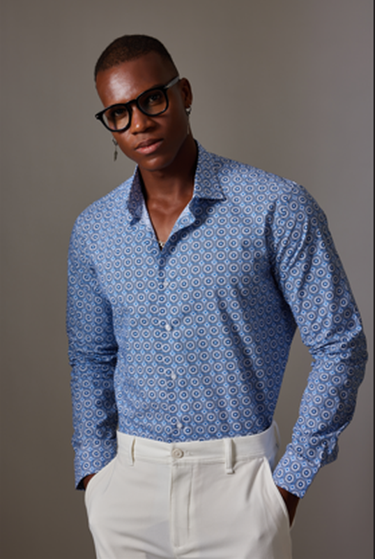 Blue Cotton Canclini Shirt Am-63