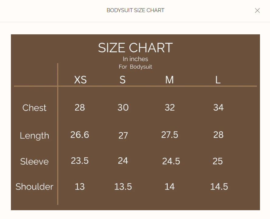Size chart