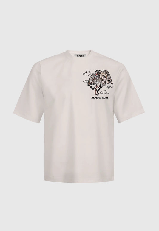 Winged Tiger Embroidered Tee in White