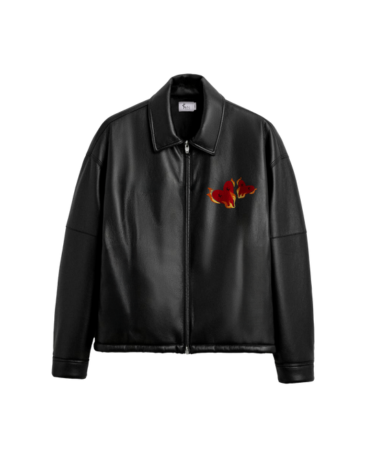 twin flames leather jacket