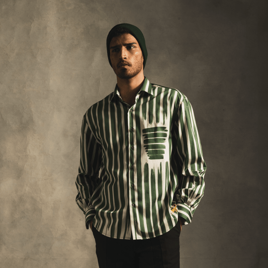 Fake Stripe Shirt In Green