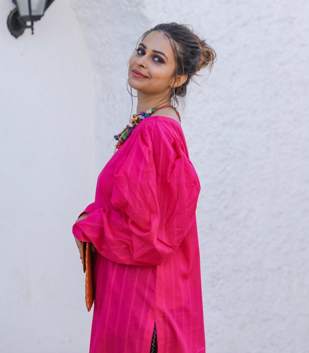 Hot Pink Lawn Pakistani Kurta - Outro Studio