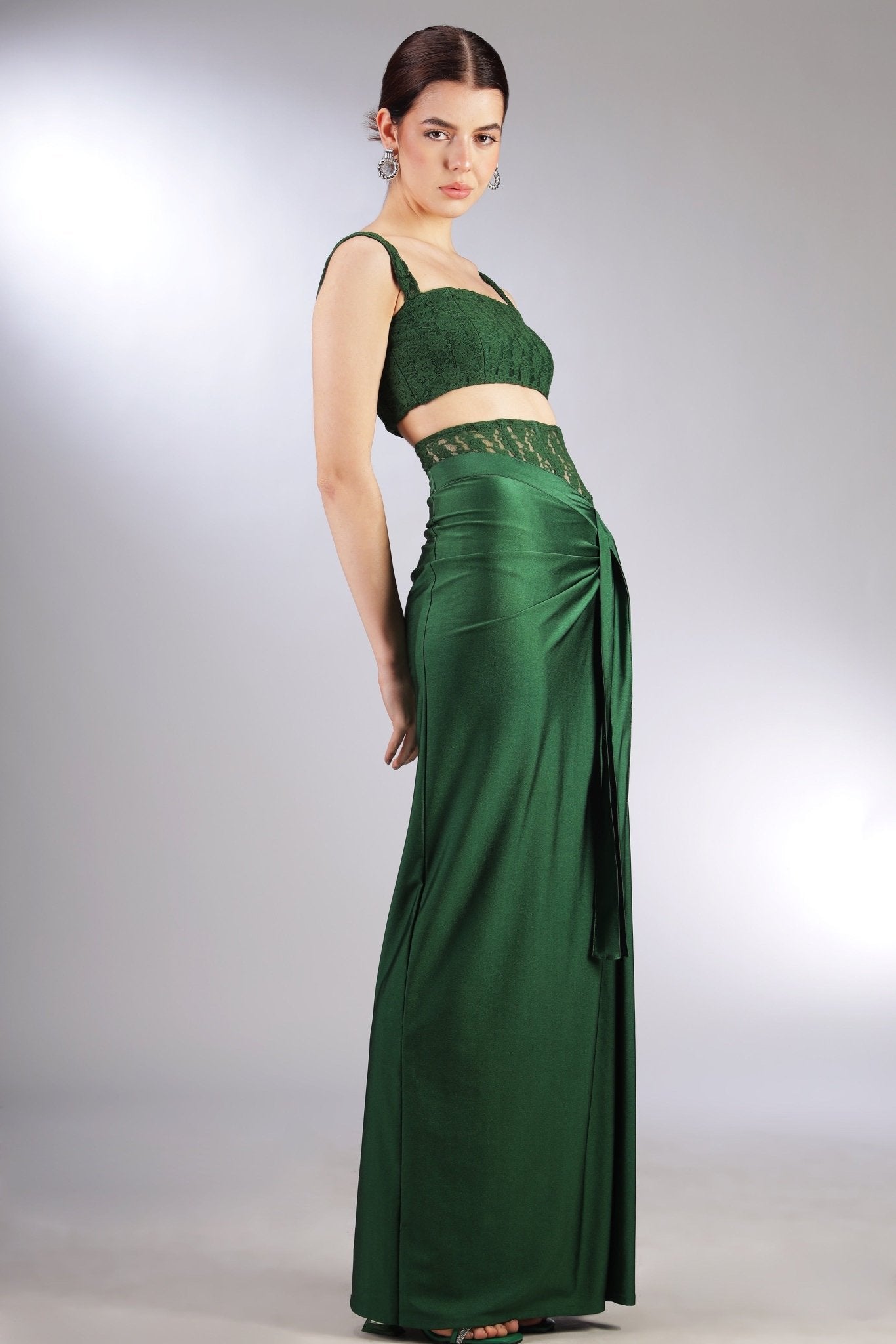 HUNTER GREEN SKIRT - Nidhi and Mahak