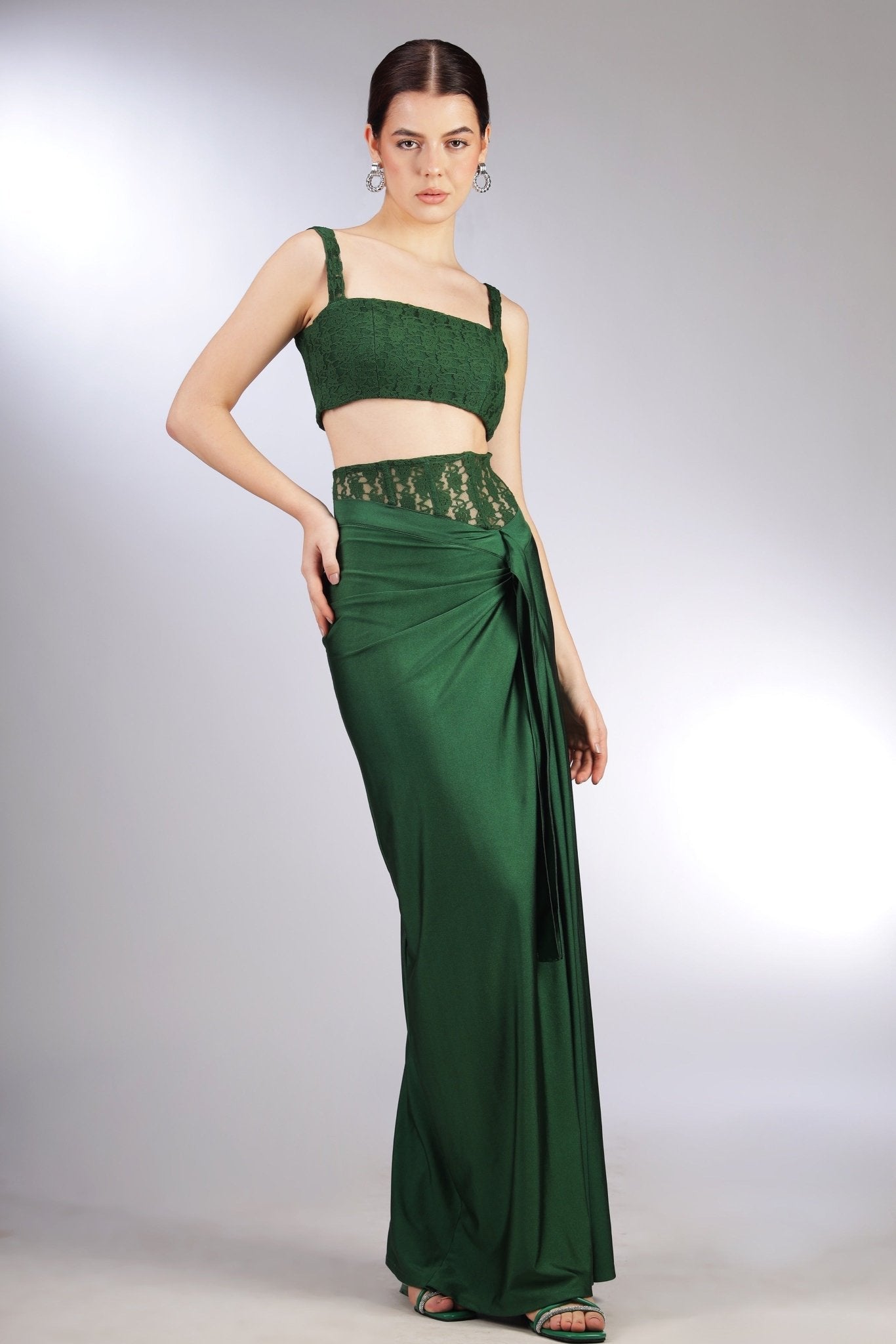 HUNTER GREEN SKIRT - Nidhi and Mahak