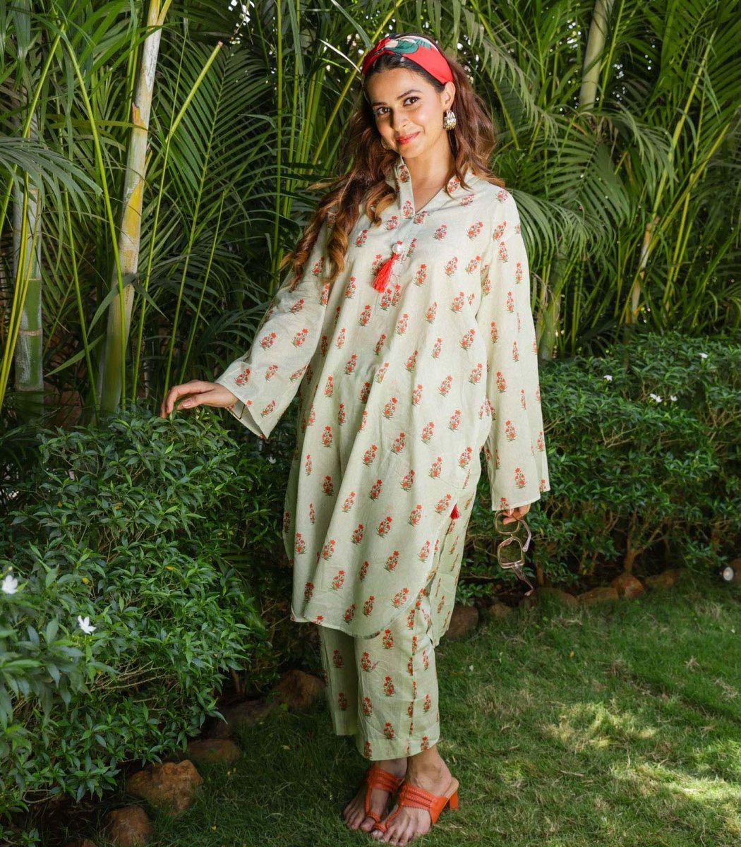 Mint Green Lawn Pakistani Co - ord Set - Outro Studio