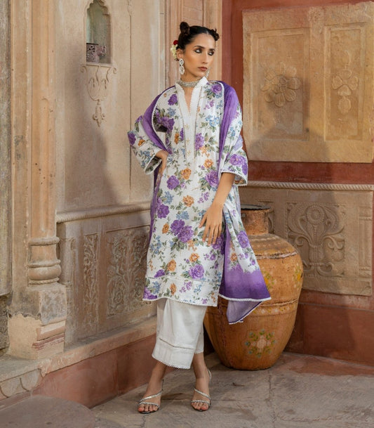 Purple printed suit - Outro Studio