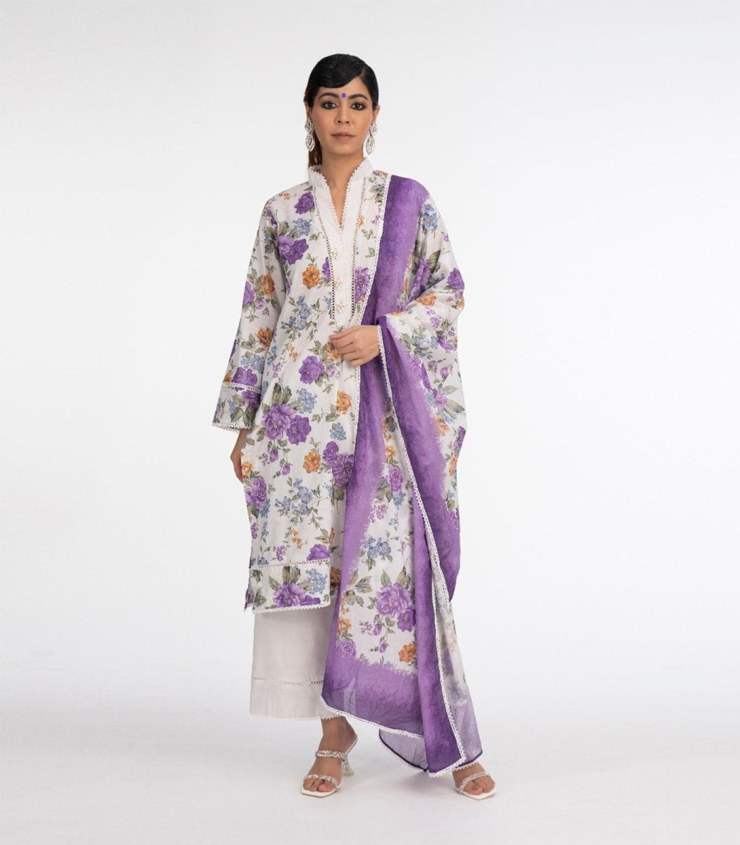 Purple printed suit - Outro Studio