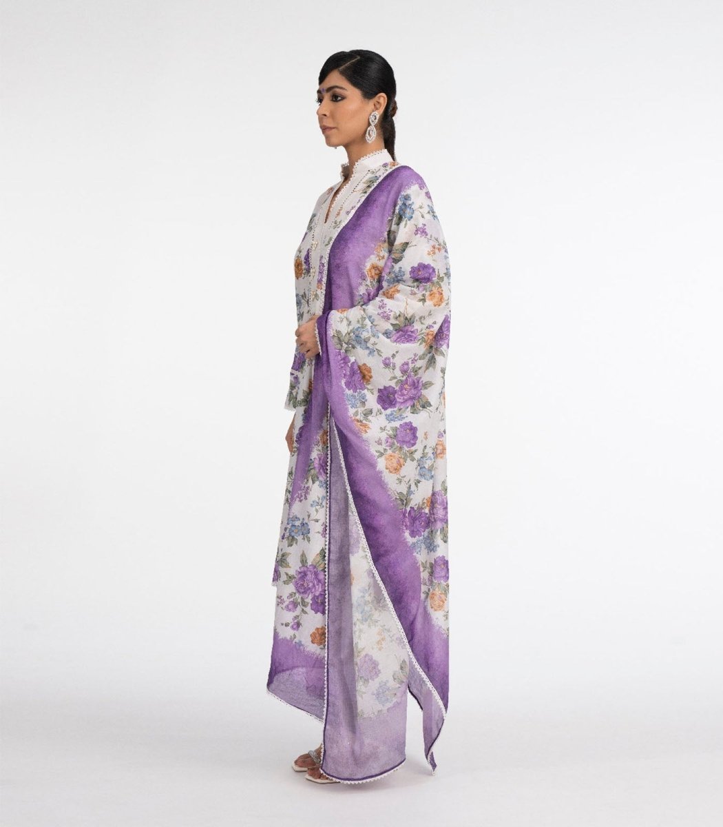 Purple printed suit - Outro Studio