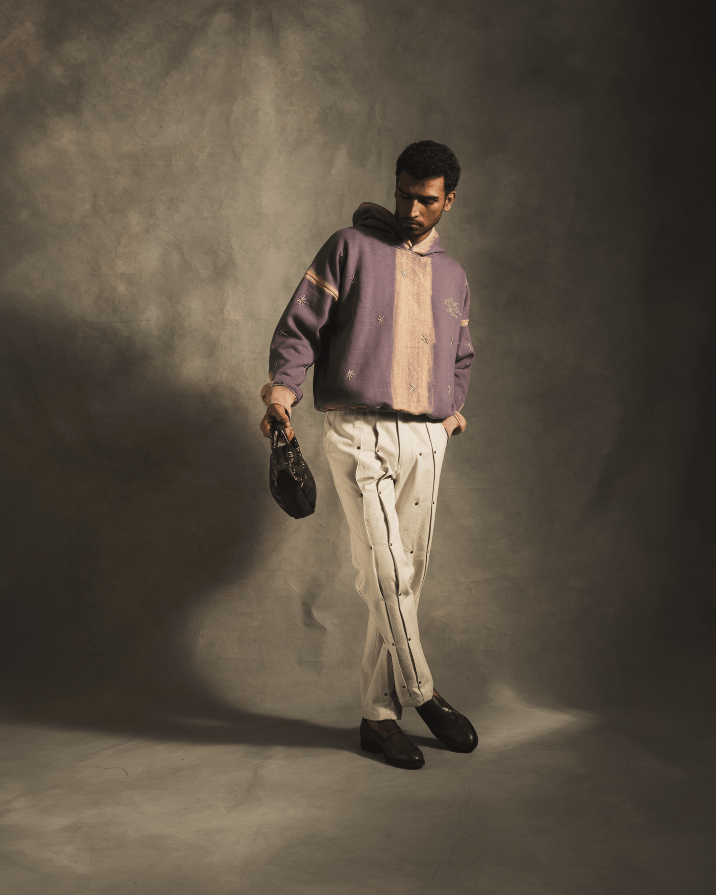 Brush Stroke Hoodie In Lavender