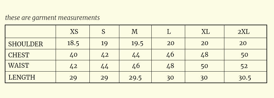 Size chart