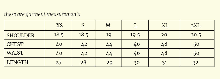 Size chart