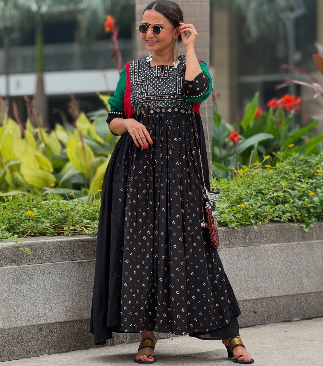 Black Cotton Bandhani Kurti