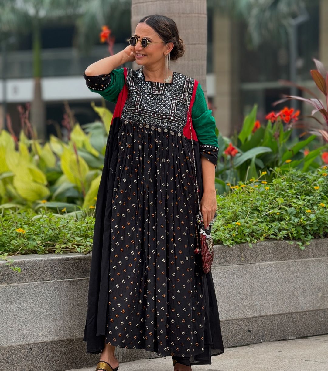 Black Cotton Bandhani Kurti