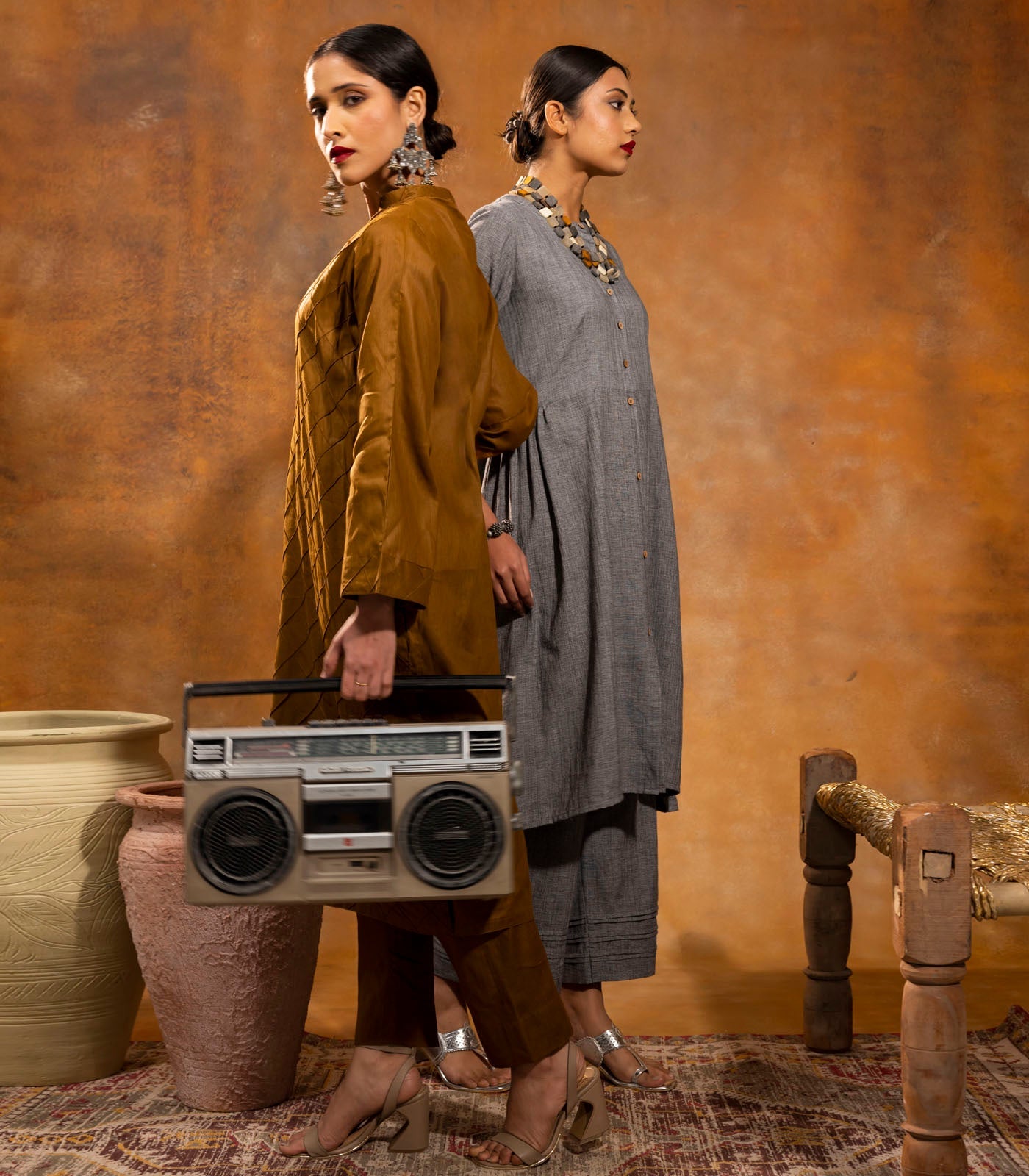 Coffee Brown Cotton Long Kurta