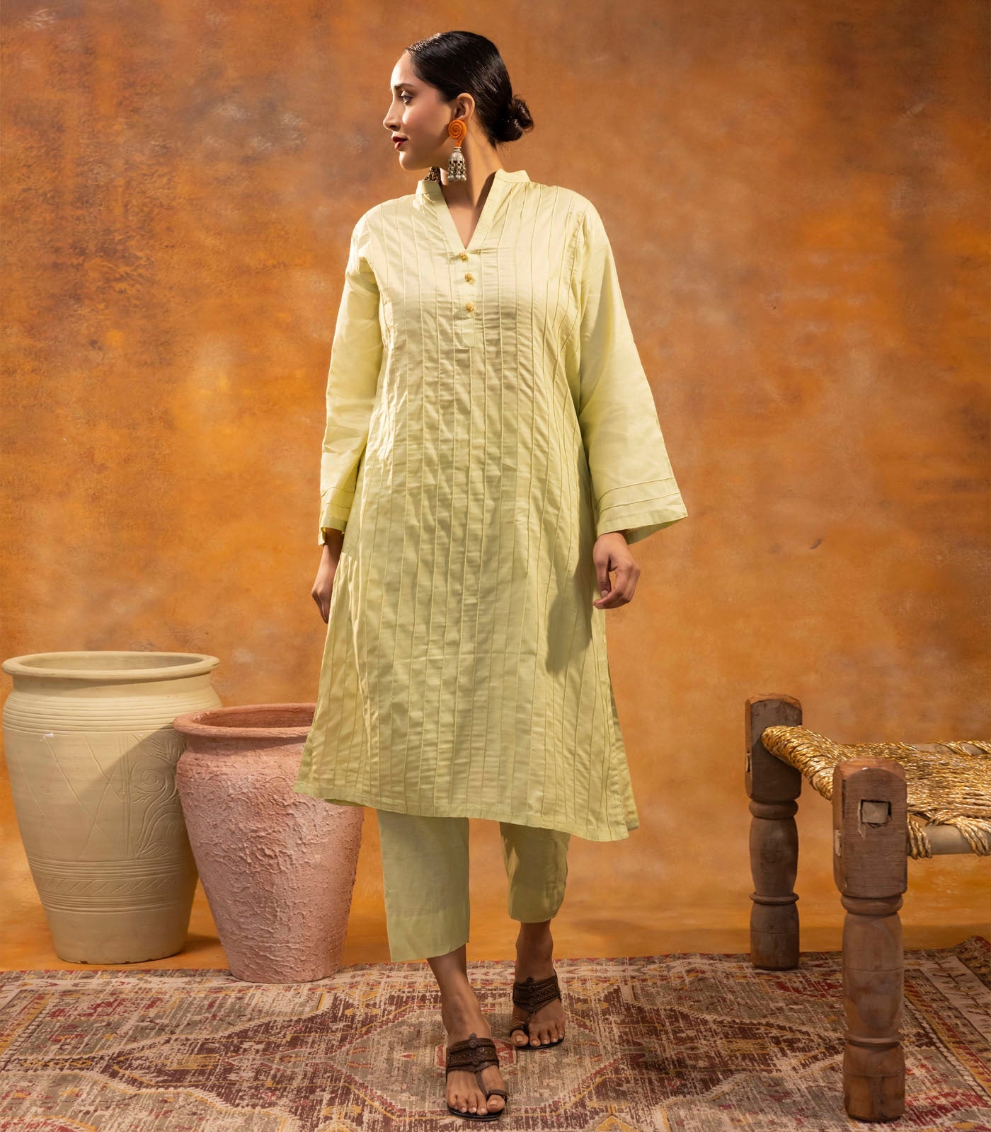 Mint Green Cotton Long Kurta