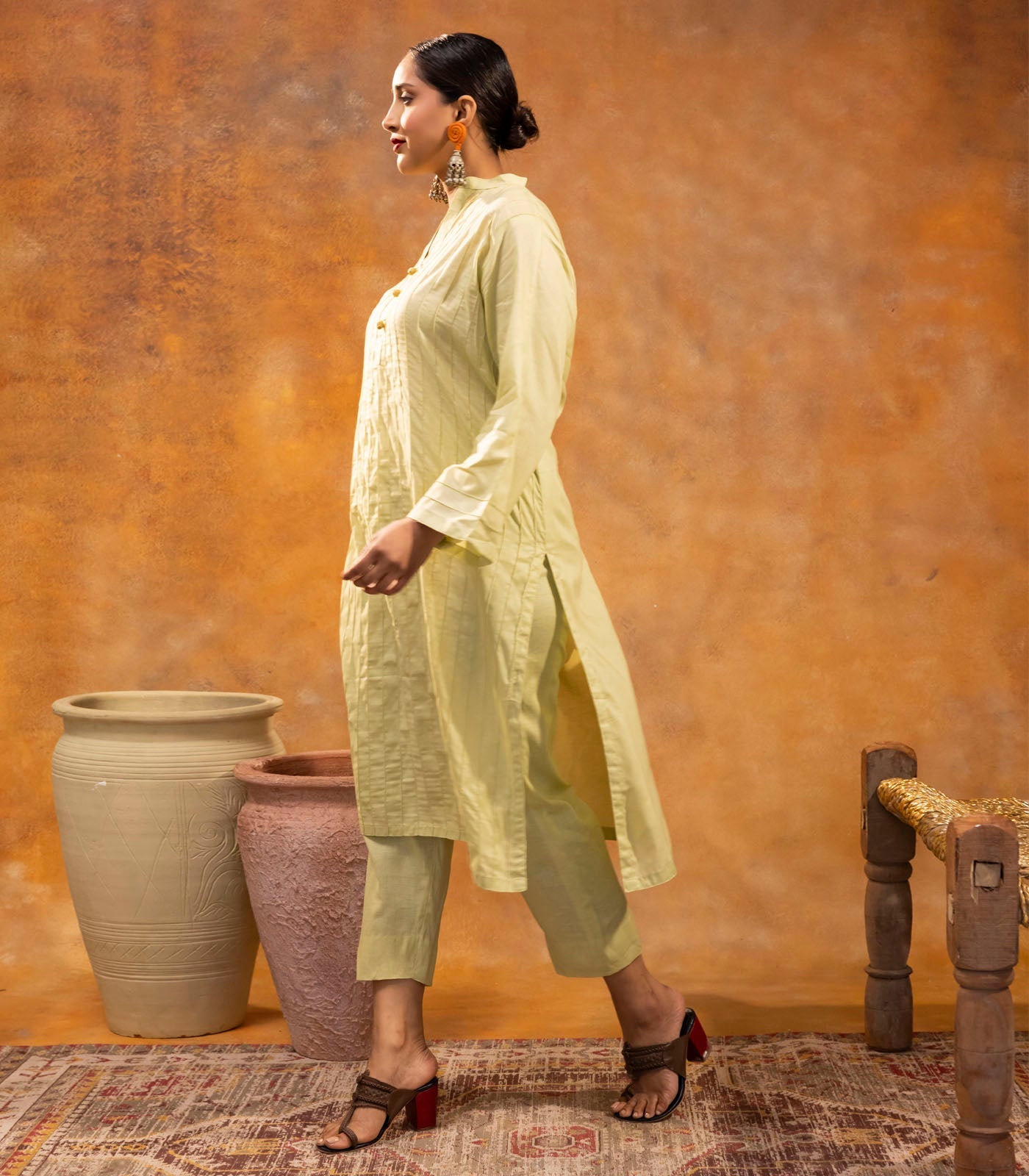 Mint Green Cotton Long Kurta