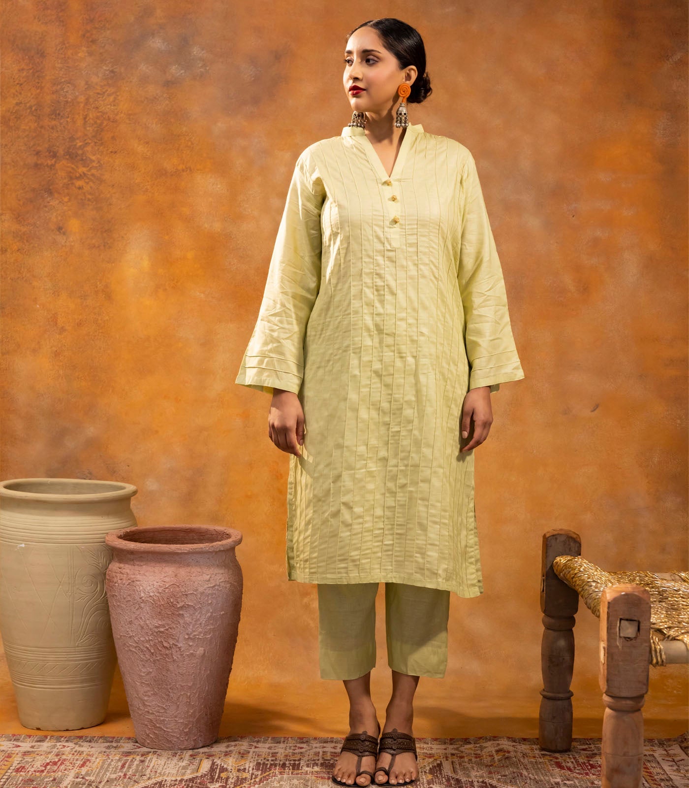 Mint Green Cotton Long Kurta