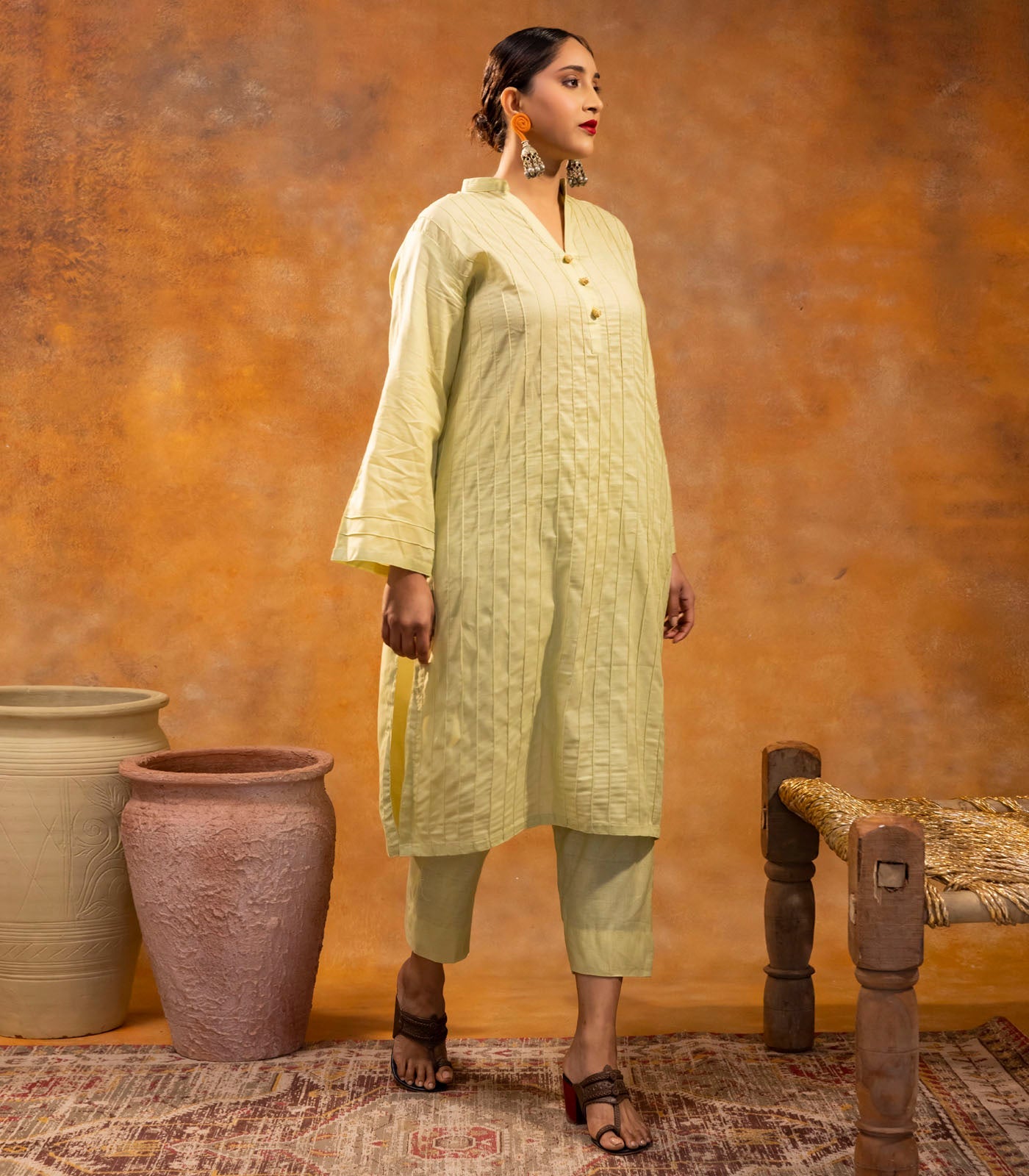 Mint Green Cotton Long Kurta