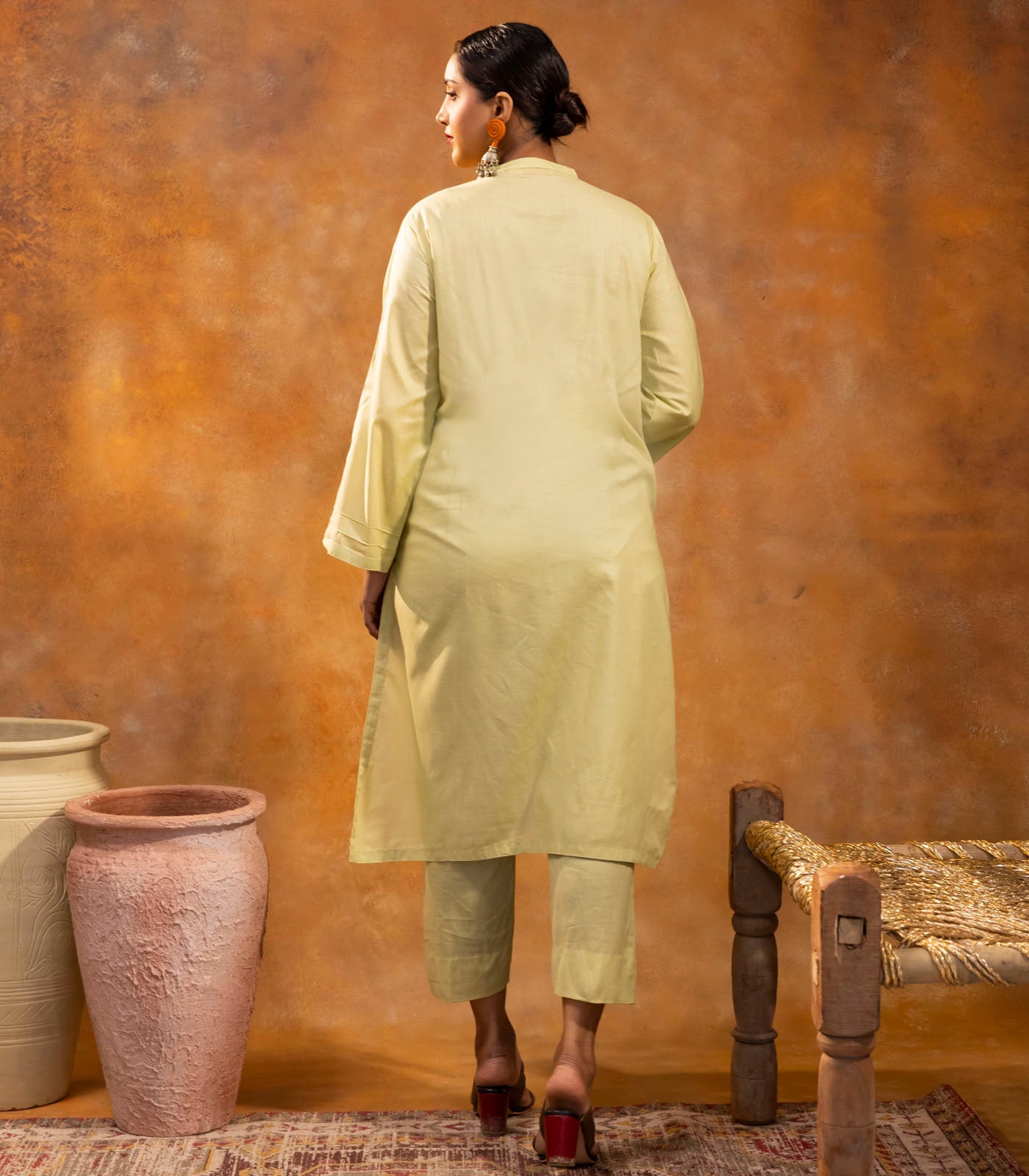 Mint Green Cotton Long Kurta