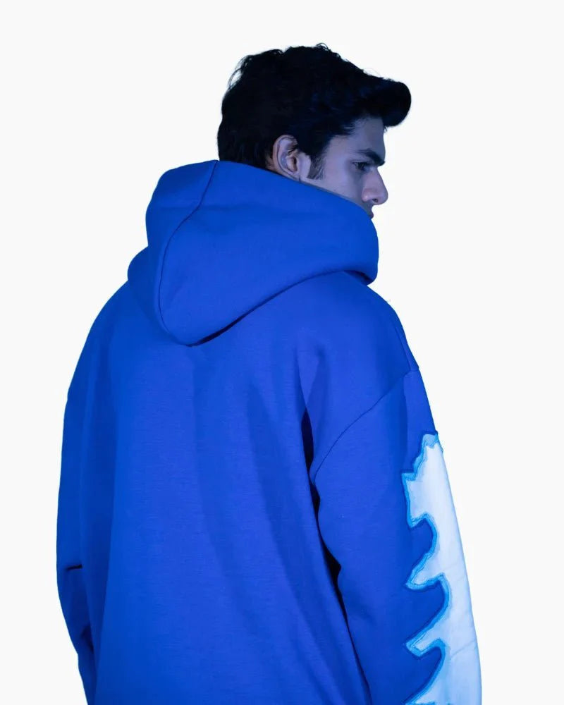 TORN STICHED BLUE HOODIE - SULLITT