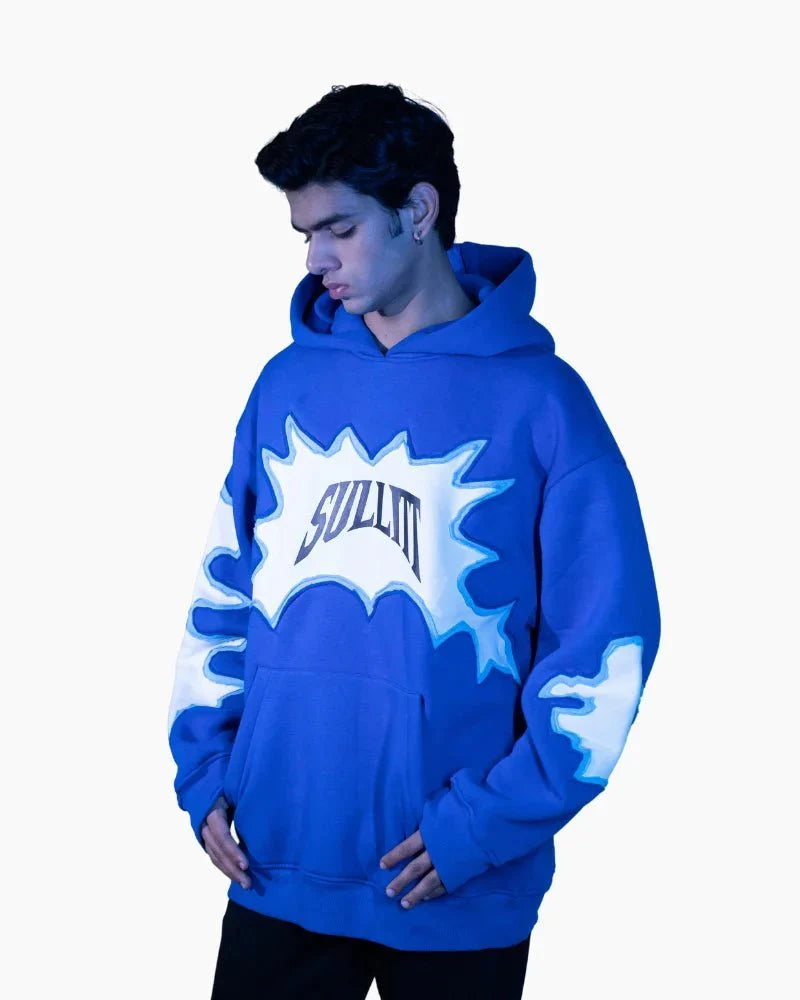 TORN STICHED BLUE HOODIE - SULLITT