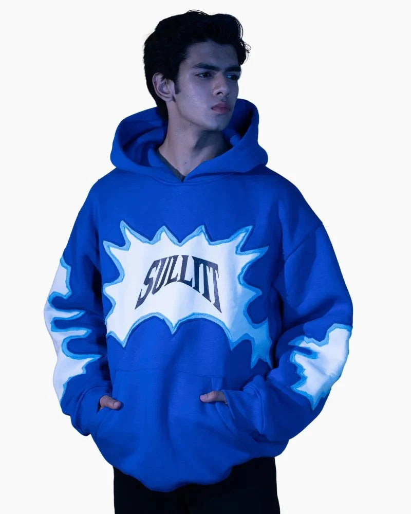 TORN STICHED BLUE HOODIE - SULLITT