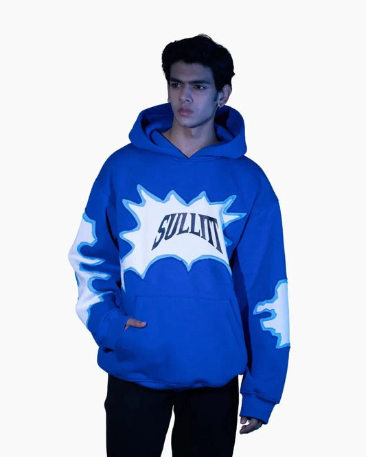 TORN STICHED BLUE HOODIE - SULLITT