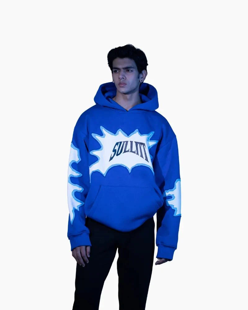 TORN STICHED BLUE HOODIE - SULLITT
