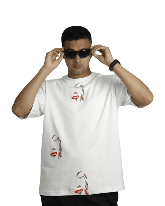 White Flower Face Tshirt - SULLITT